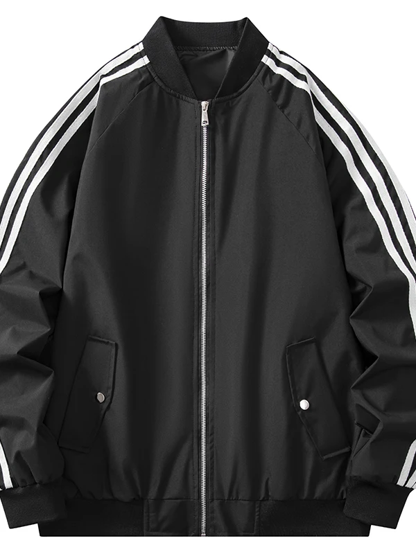 

Новая мужская бейсбольная куртка 2025 года: американский повседневный стиль, универсальная верхняя одежда для весны и осени, полосатая, приталенная, из полиэфирного волокна