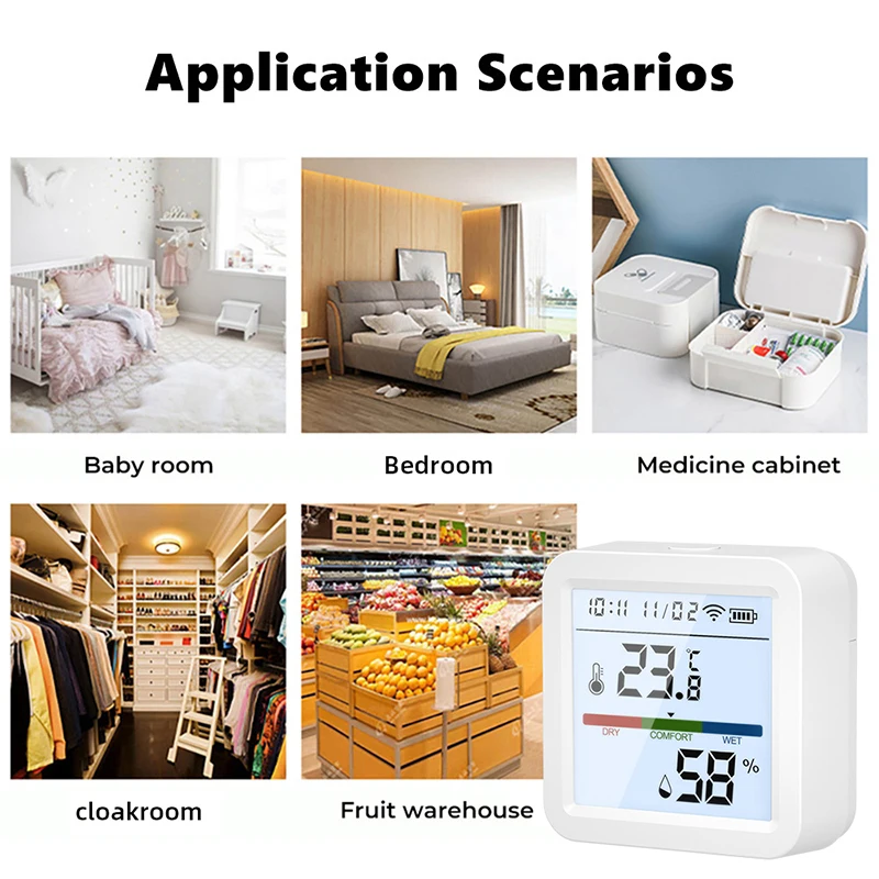 Sensor detector de temperatura e umidade TUYA WIFI/Zigbee ligação inteligente temperatura e umidade