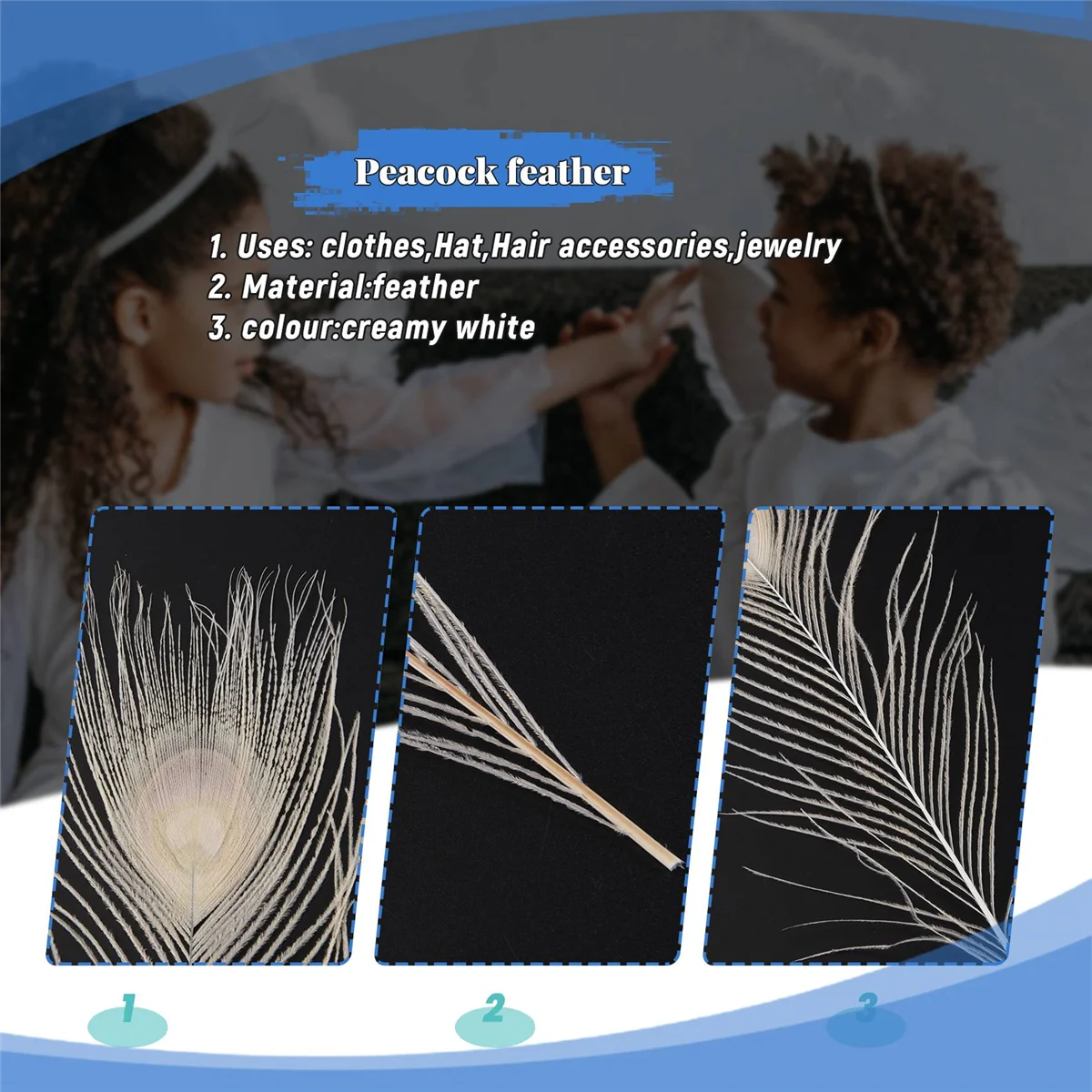 50 PCS/Natural White Peacock Feathers in the Eye, 10 to 12 Inches of the Peacock Feather Wedding Decoration