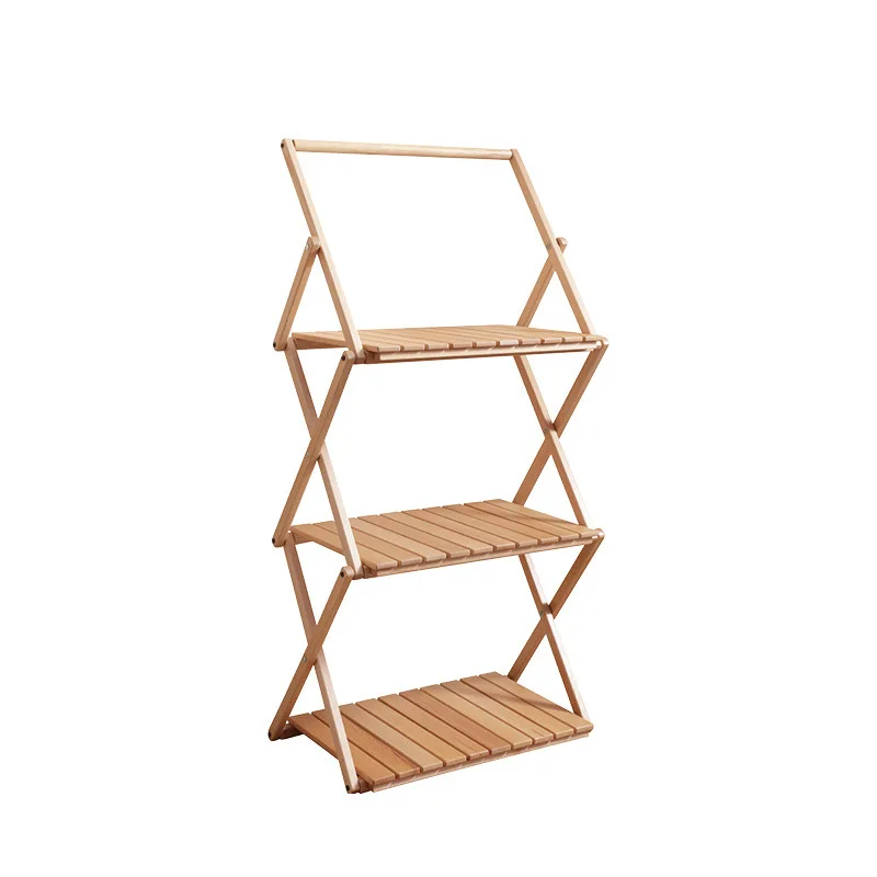 

Outdoor camping desktop folding rack beech portable multi-layer camping storage rack