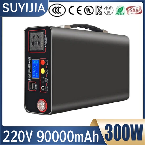 야외 캠핑 장비용 충전식 발전기, 카메라 전기 히터, 300W 파워 스테이션, 220V, 90000mAh, Lifepo4 파워 뱅크 