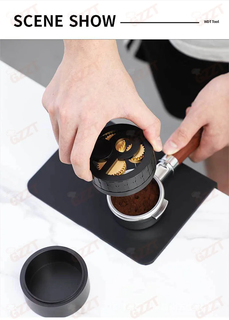 GZZT NCD58 Needle Type Coffee Distributor 58mm/54mm/51mm Compatible Coffee Tamper Space Aluminum & Stainless Steel Tamping Tool