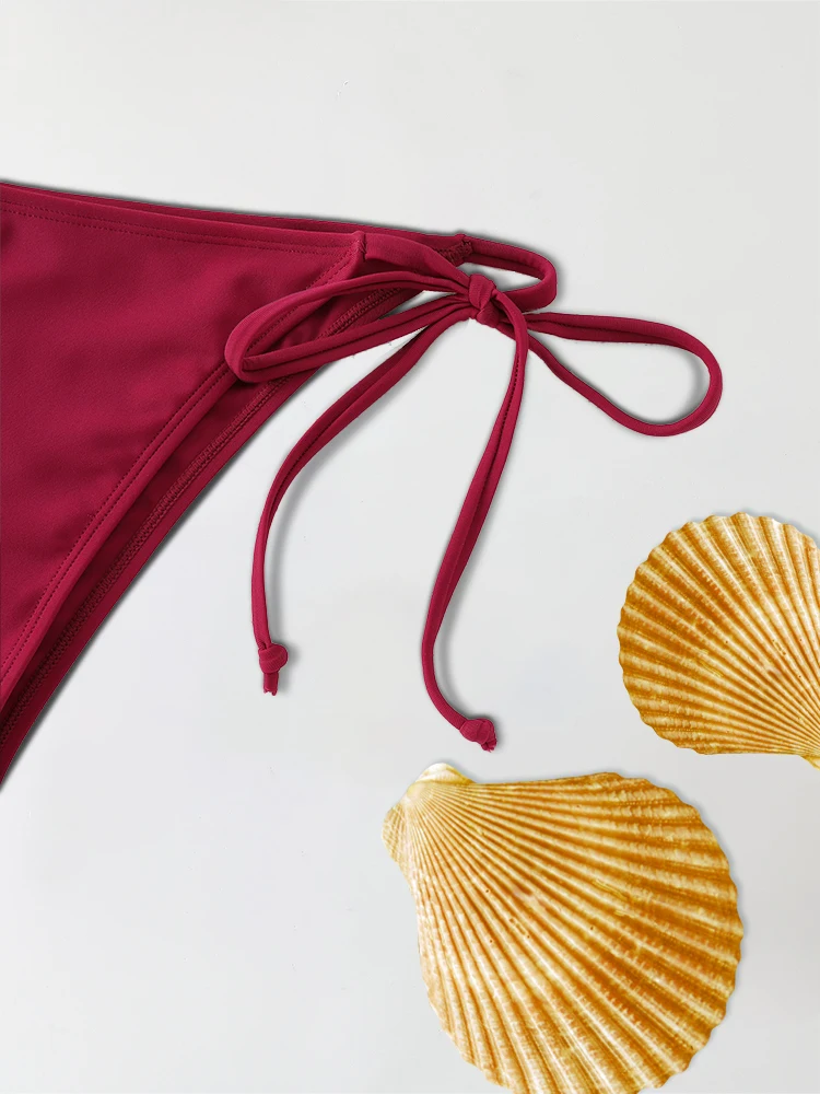 طقم ثونغ للنساء ، ملابس سباحة مثيرة بأربطة جانبية ، ضمادة ، ملابس سباحة بربطة عنق ، نمط برازيلي قابل للتعديل ، ملابس داخلية بيكيني ، 2 *