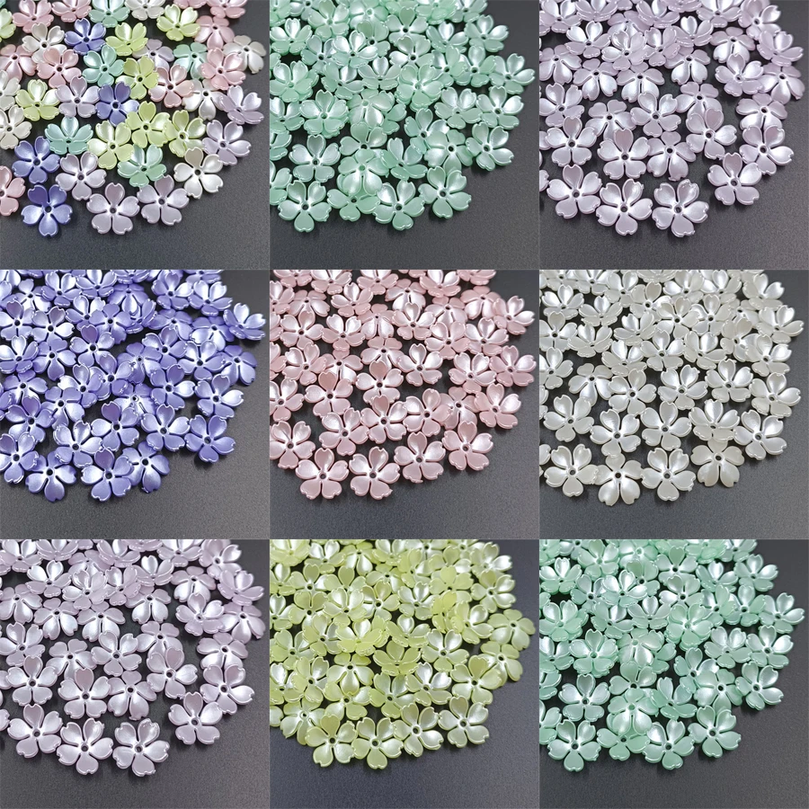 40Pcs/lot 14mm Flower Shaped Acrylic Beads Colorful Loose Beads Caps For Jewelry Making Earring Bracelet Decoration Accessories