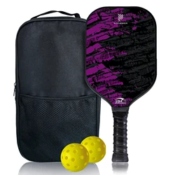 Black Purple Pattern USAPA Pickleball Paddle Fiberglass Surface With High Grit & Spin Unibody Edgeless Sport Racquet Pickleball