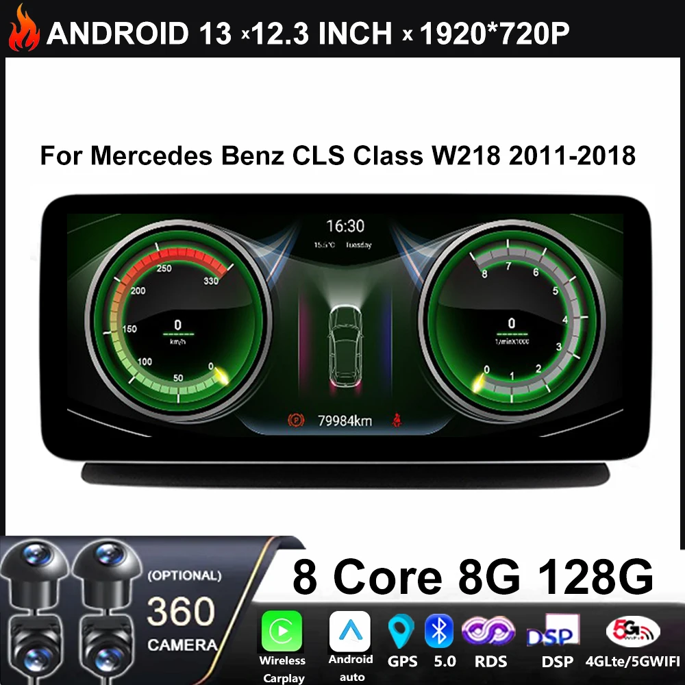 

Android 13 System For Mercedes Benz CLS Class W218 2011-2018 Car Multimedia Radio Player Stereo WIFI BT Carplay GPS Navigation