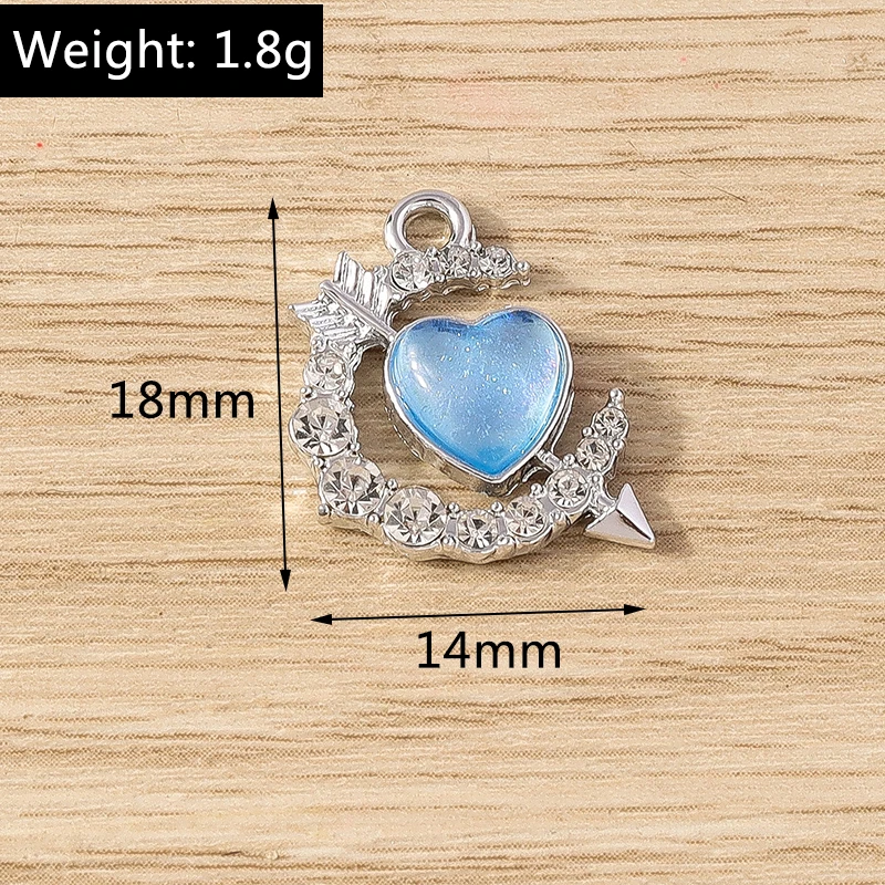 10 Stück Niedliche Kristall-Metall-Herzanhänger für die Herstellung von Ohrringen, Halsketten, Armbändern, DIY-Bastelarbeiten und Schmuckzubehör – Detail 7