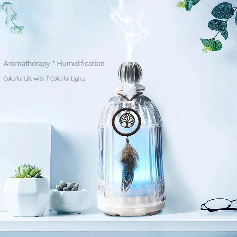 

120ML Essential Oils Diffuser Glass Ultrasonic Aromatherapy Humidifier with Adjustable Waterless Auto Shut Off for Gift Bedroom