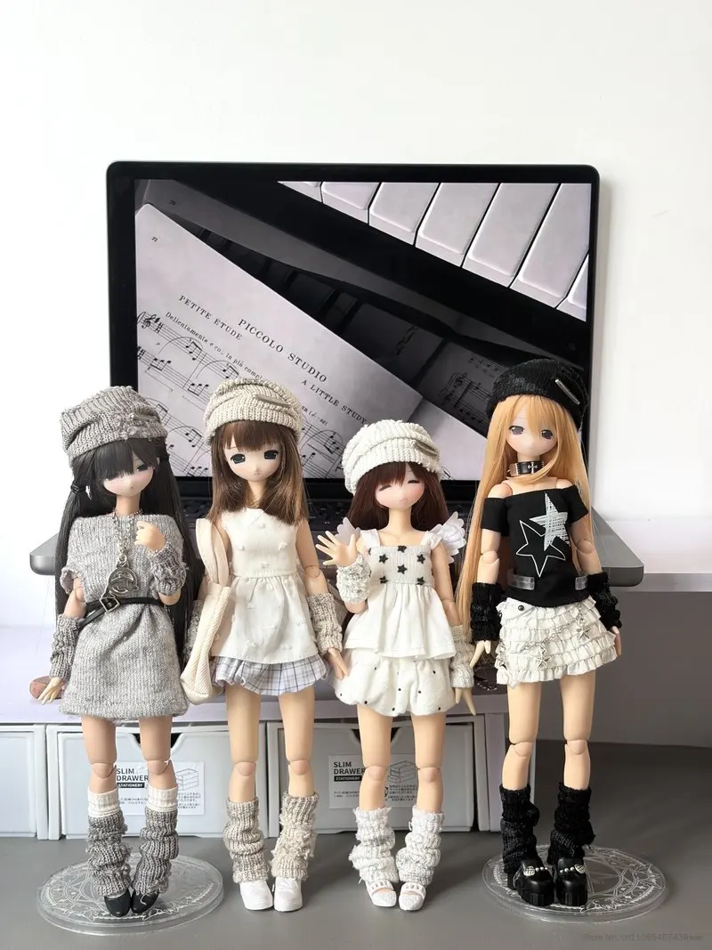 1/6 1/4 Multi‑Size Bjd Slouchy Beanie Hat Leg Warmers Arm Cuffs Knitted Doll Accessories Fit For Azone 1/6 1/4 Bjd Doll Body