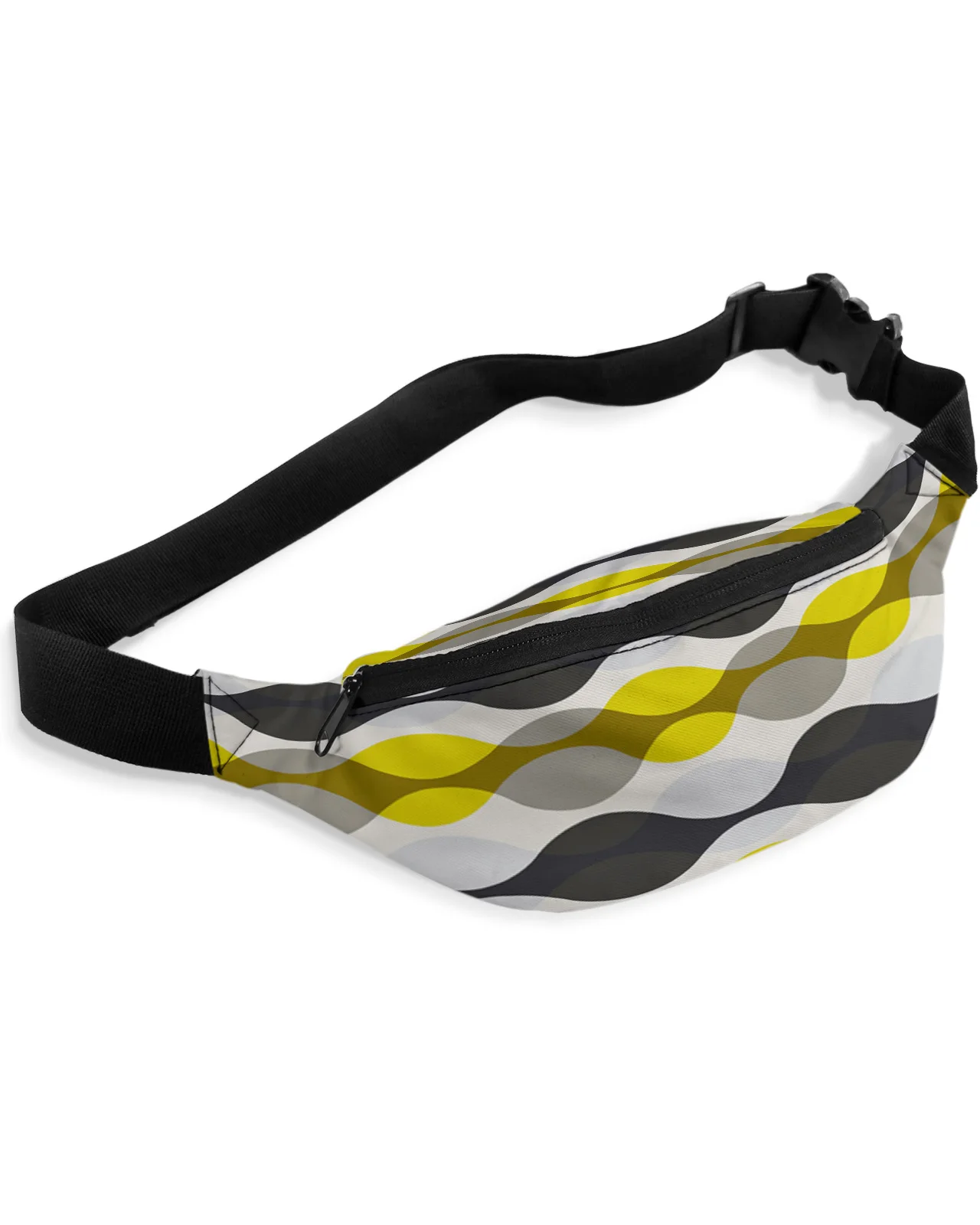 Water Drop Shape Geometric Texture Ripple Yellow Men Women Waist Bag Fanny Pack Belt Bag Wallet Pouch Waterproof Banana Hip Bags