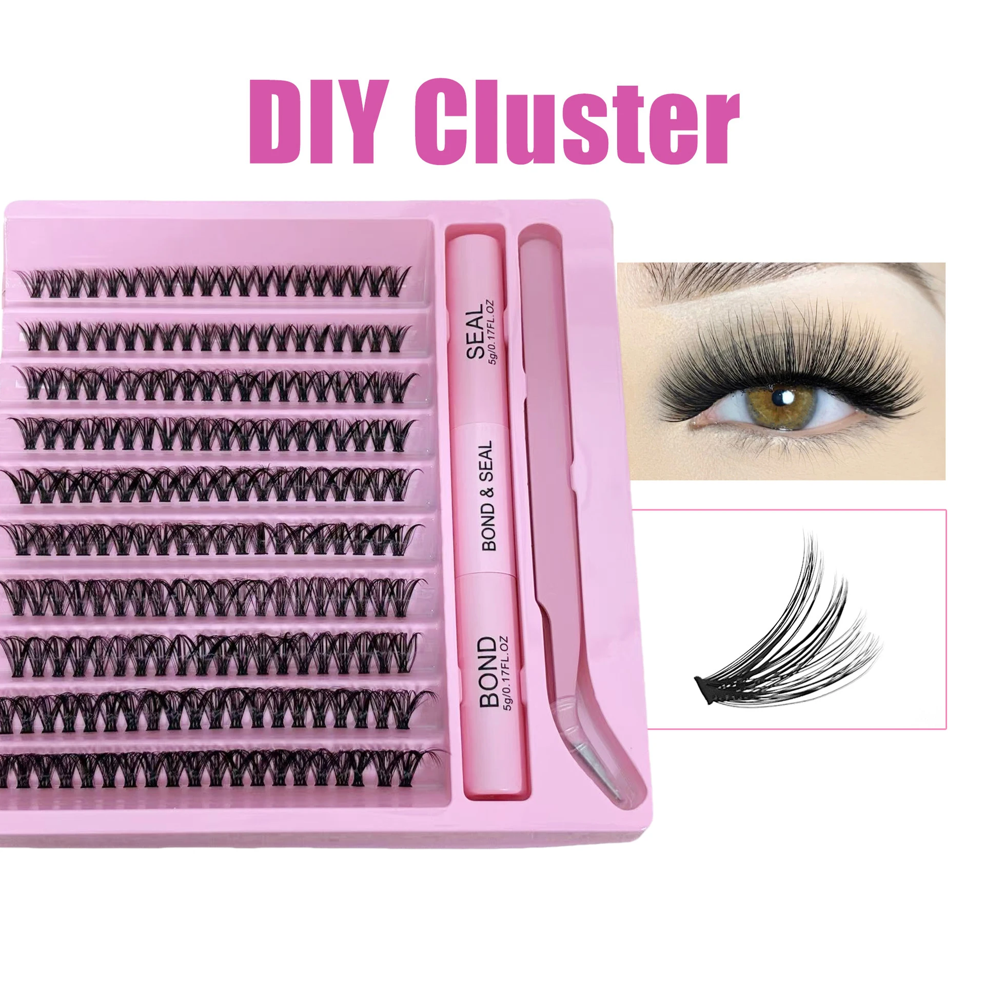 200 pièces de faux cils à grappe unique, faux cils en fourrure de vison, moelleux et naturel, longueur mixte 10-16mm