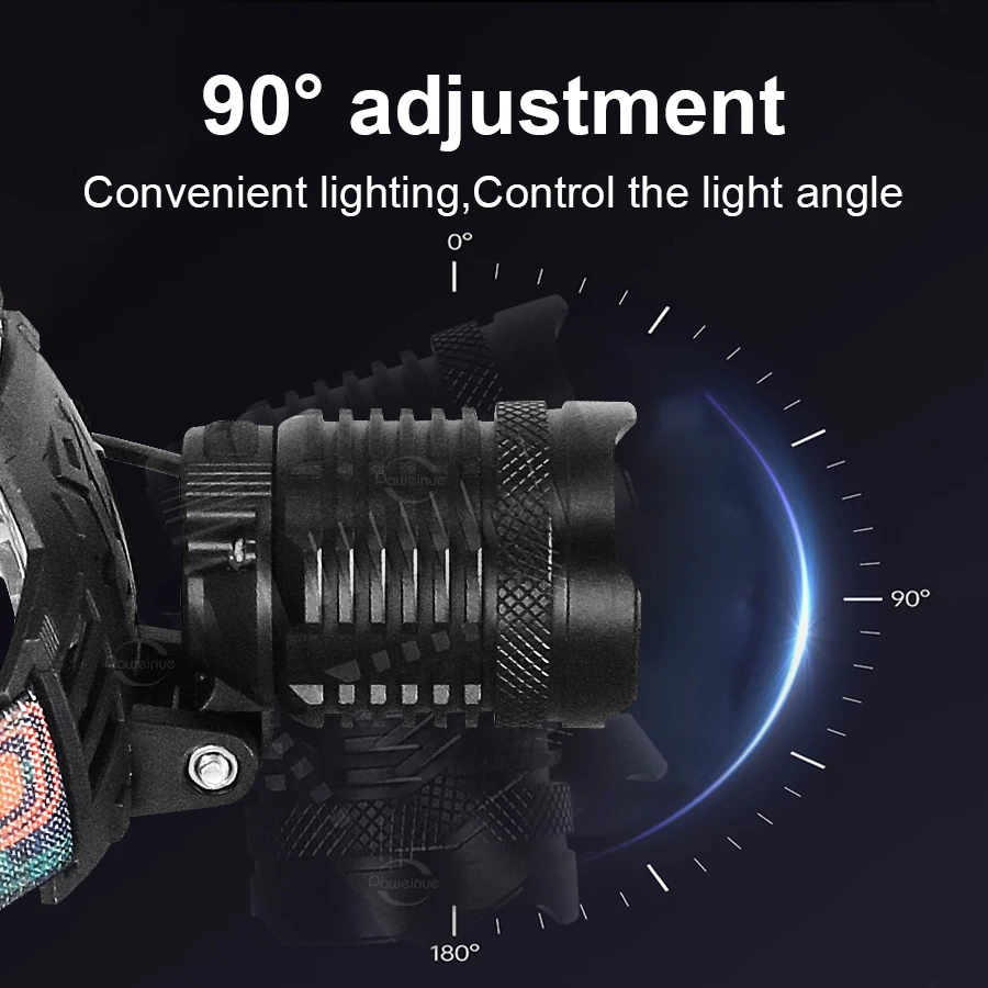 2024 High Power White Blue Light Headlight Super Bright LED Headlamp 18650 Rechargeable Zoom Headlight Camping Lantren