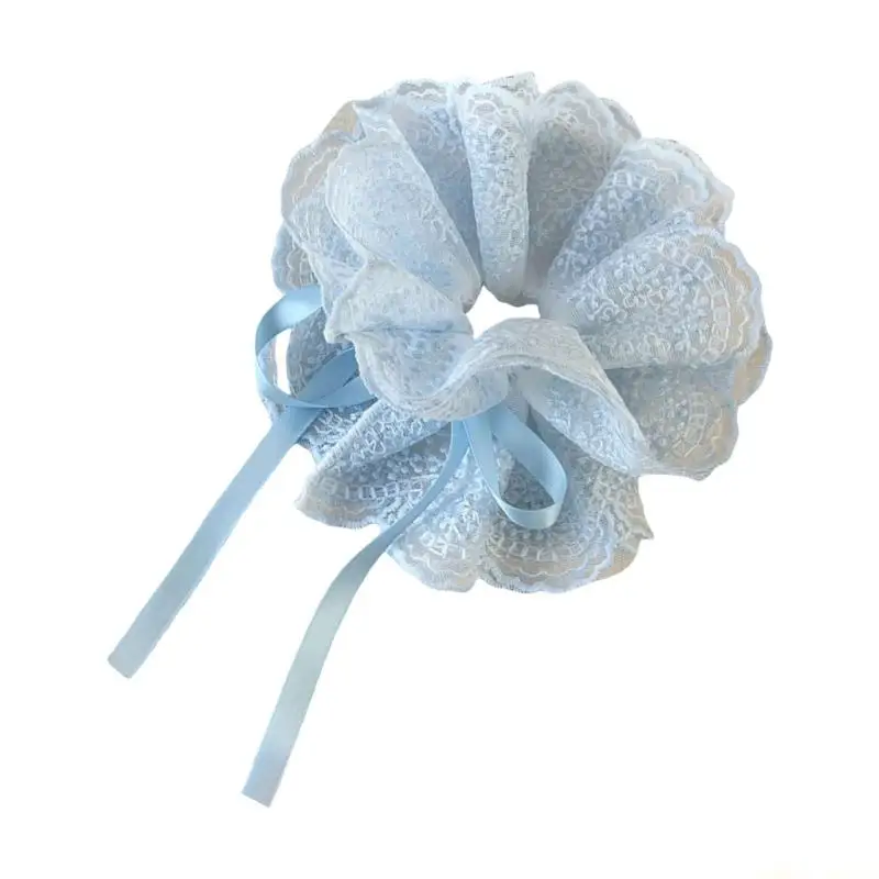 31BF Lace Hair Scrunchies Ribbon Hair Tie Hair Bun Hairpiece Women Headdress