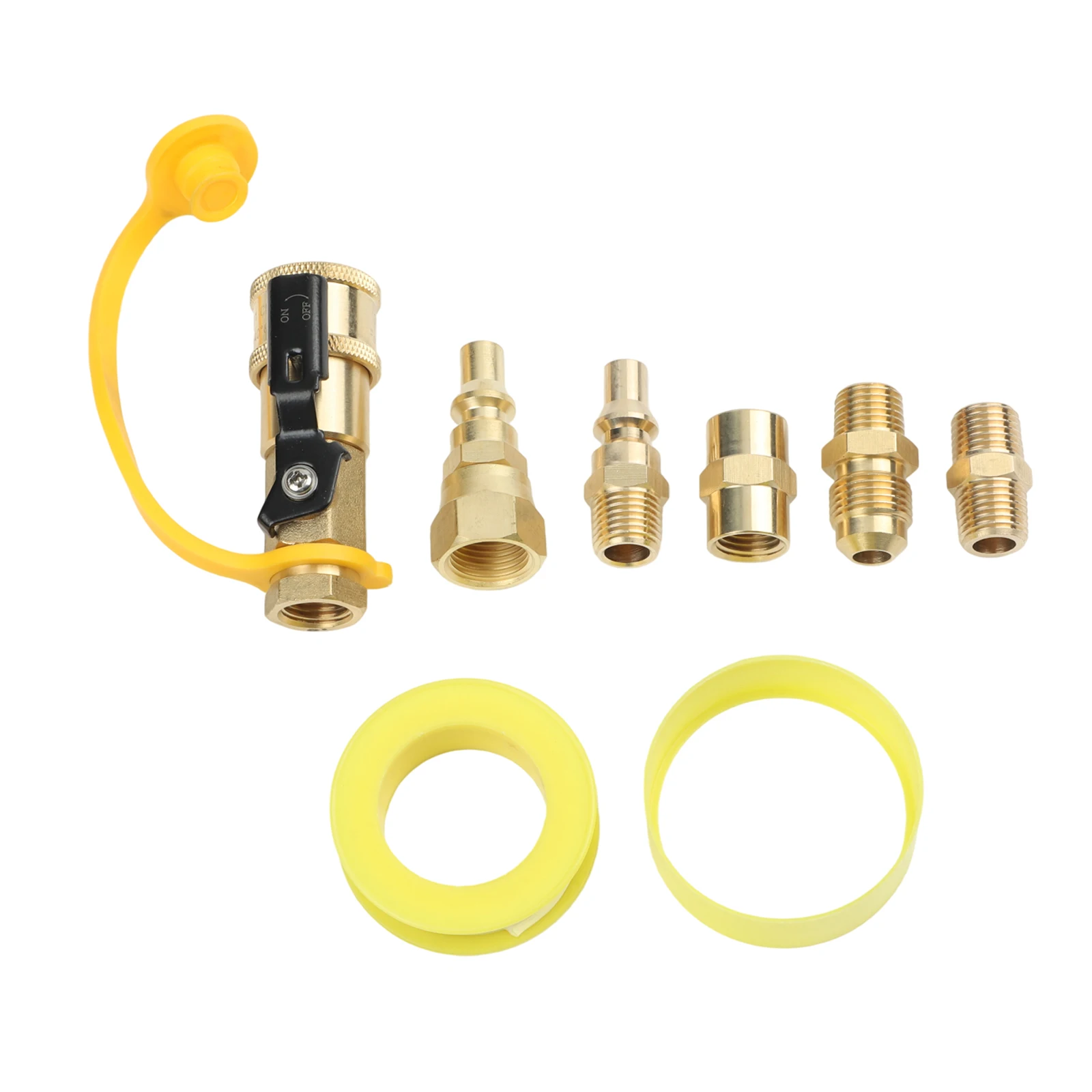 

Low Pressure Propane Quick Connect 7pcs Brass Fittings for RV Gas Appliances Ideal for Outdoor Use and Cooking
