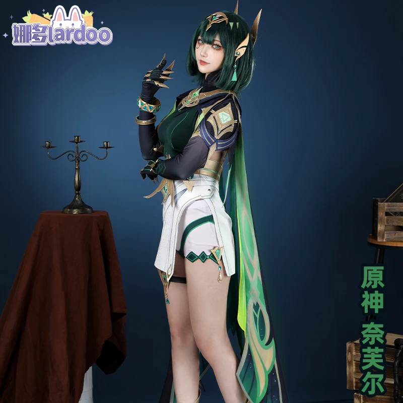 أزياء Game Genshin Impact Nefer التأثيرية، فستان شعر مستعار، مجموعة بدلة موحدة، أغطية الرأس، دعائم حفلات الهالوين للنساء والفتيات