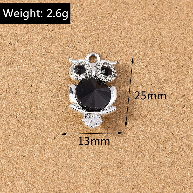 10pcs Cute Crystal Owl Charms for DIY Crafting