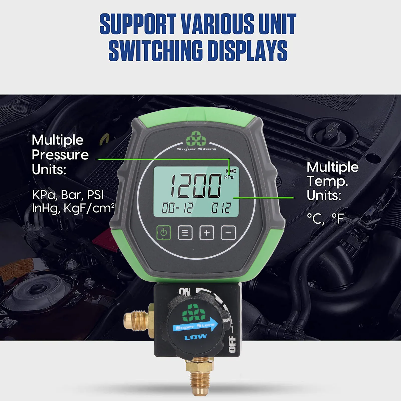 Air Condition Manifold Gauge Digital Vacuum Pressure Temperature Tester Built In 90 Refrigerants Air Conditioning Testing Tools