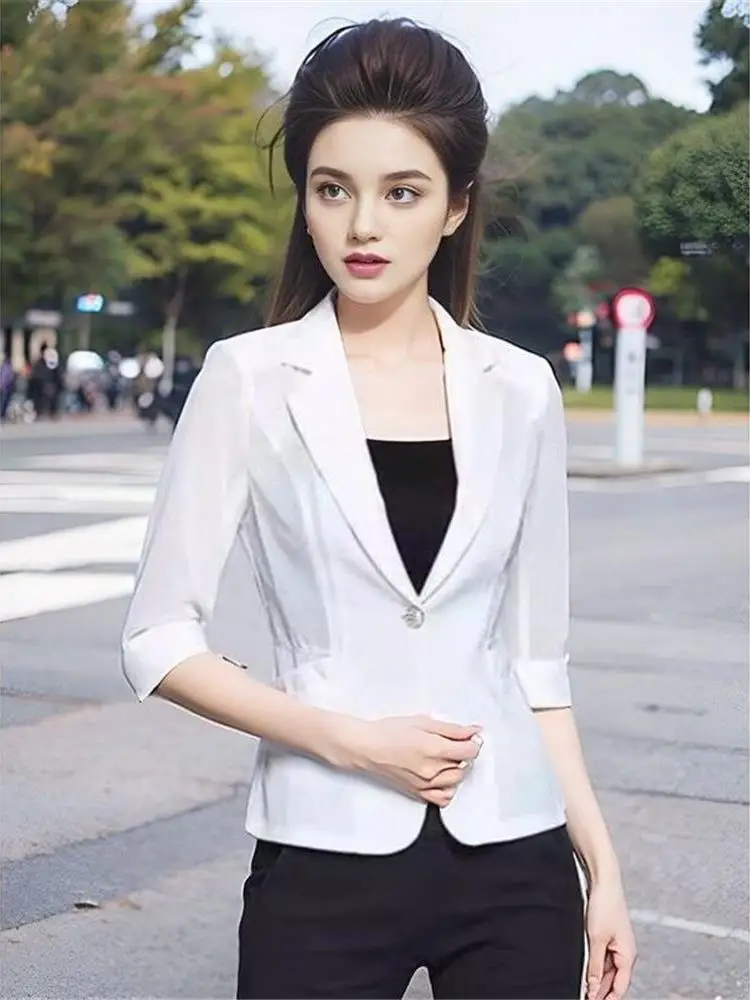 

Slim Fit Seven-Quarter Sve Women's Jaet Summer New Sle Waist-Cinching Profional Clothing Lace Upper Body