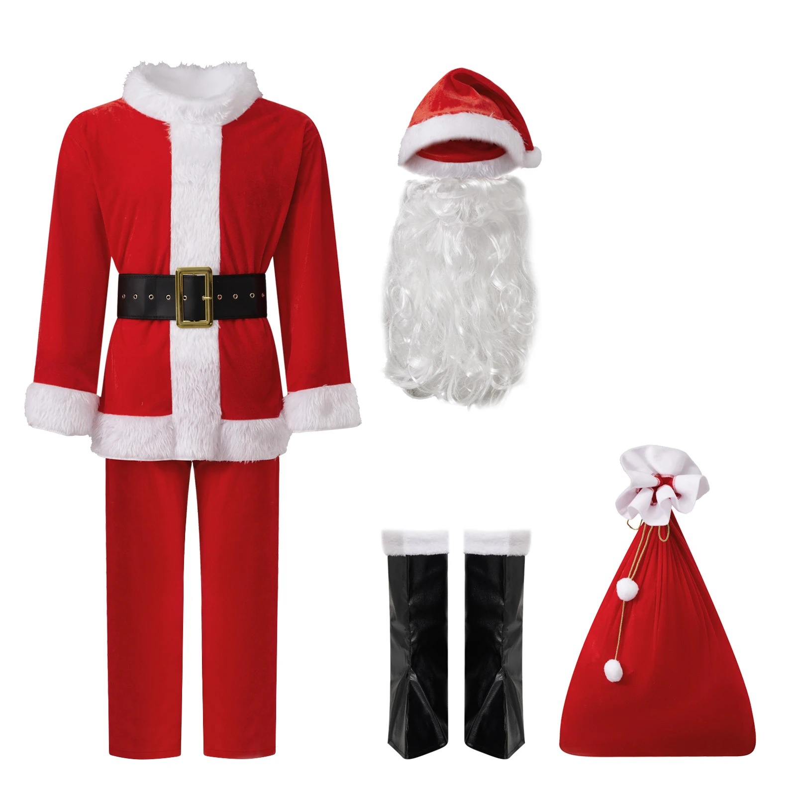 مجموعة أزياء سانتا كلوز للرجال والنساء - ملابس بدلة سانتا الاحترافية للبالغين - زي حفلات العطلات