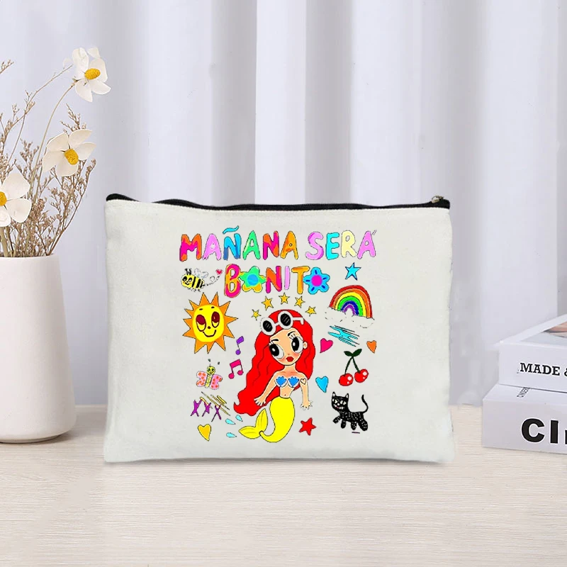 Mermaid Pattern Makeup Bag Karol G Manana Sera Bonito Large Capacity Cosmetic Bags Makeup Pouch Women Washbag Toiletry Pouch