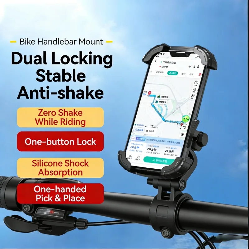 

Ударопрочный держатель для телефона на мотоцикл 360° ° Поворотный противоугонный держатель для мотоцикла, велосипеда, скутера, широко совместимый с телефонами 5.4-7.2 дюйма