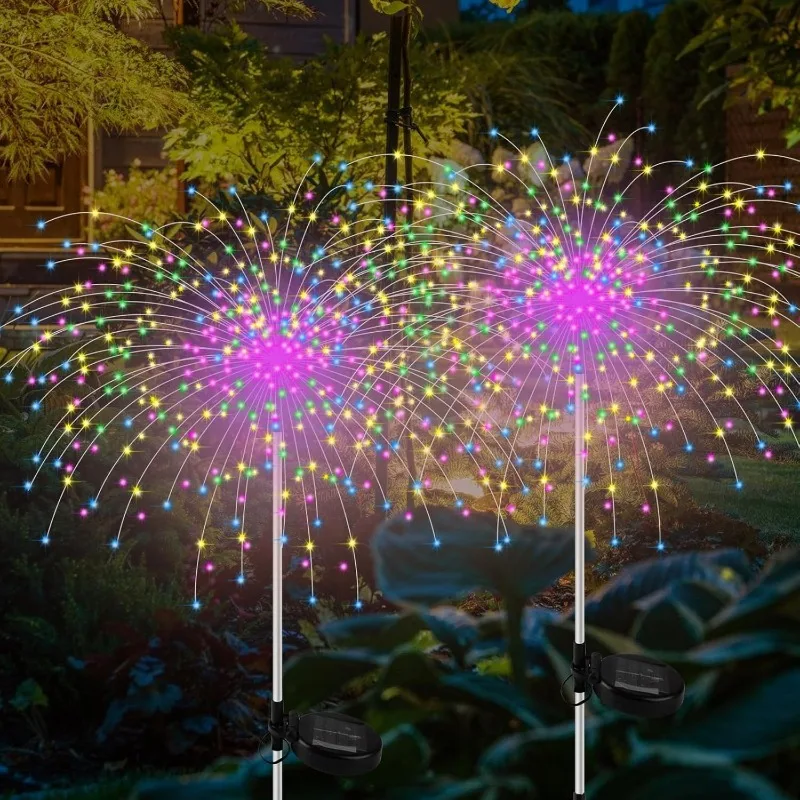 Solar Firework Lights Decor Outdoor Waterproof Pathway Dandelion Garden Lights Yard Walkway Patio Street Lawn Solar Night Lamp