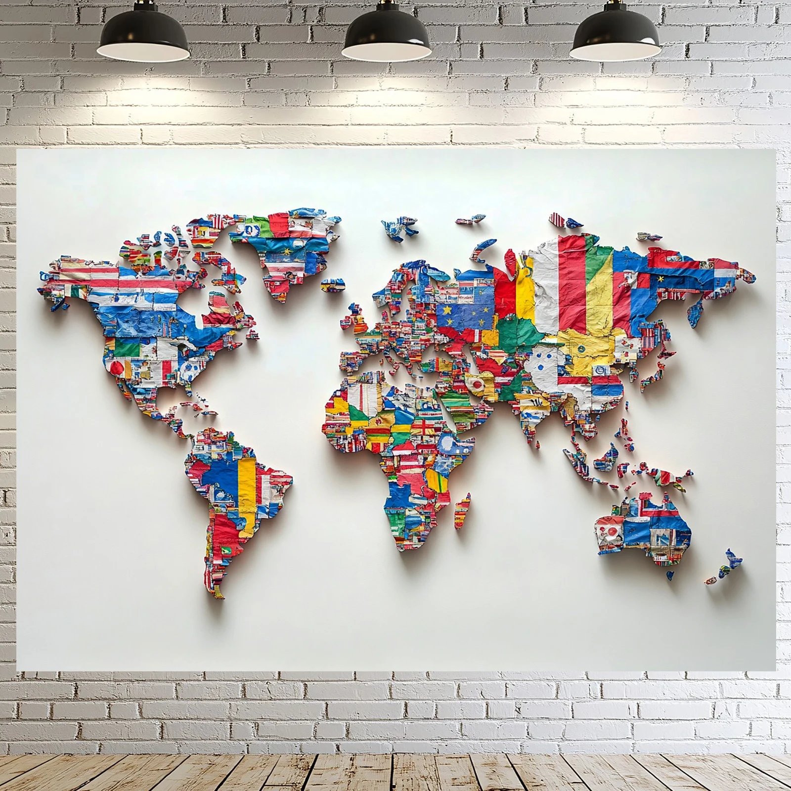 1 fondo vívido de la bandera internacional: mapa del mundo colorido, adecuado para festivales, eventos y fiestas temáticas, fondo de eventos