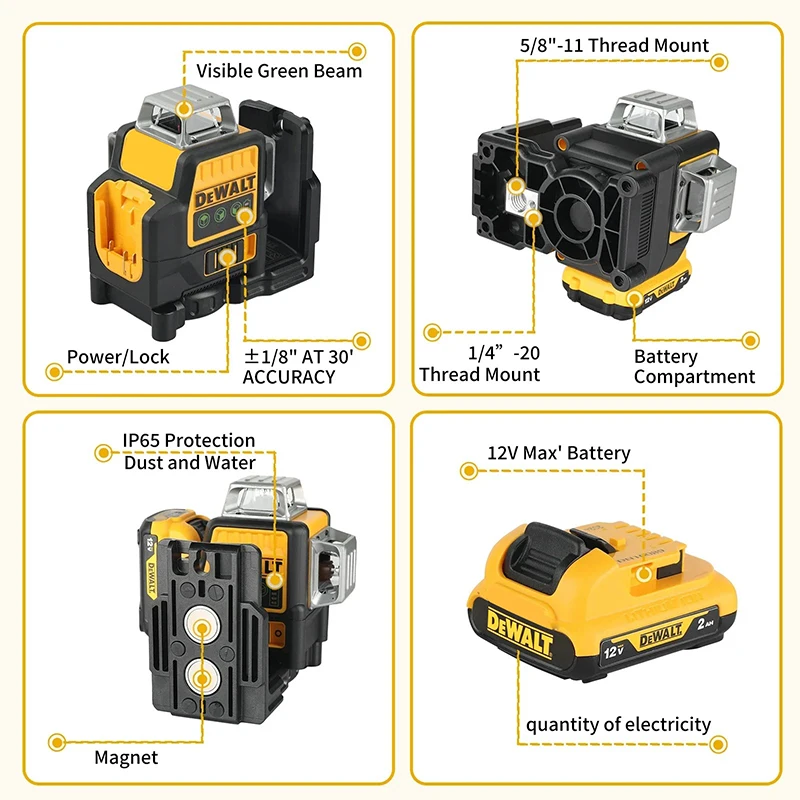 DeWalt Battery laser level DW089LG laser 12 Lines 360 laser measuring