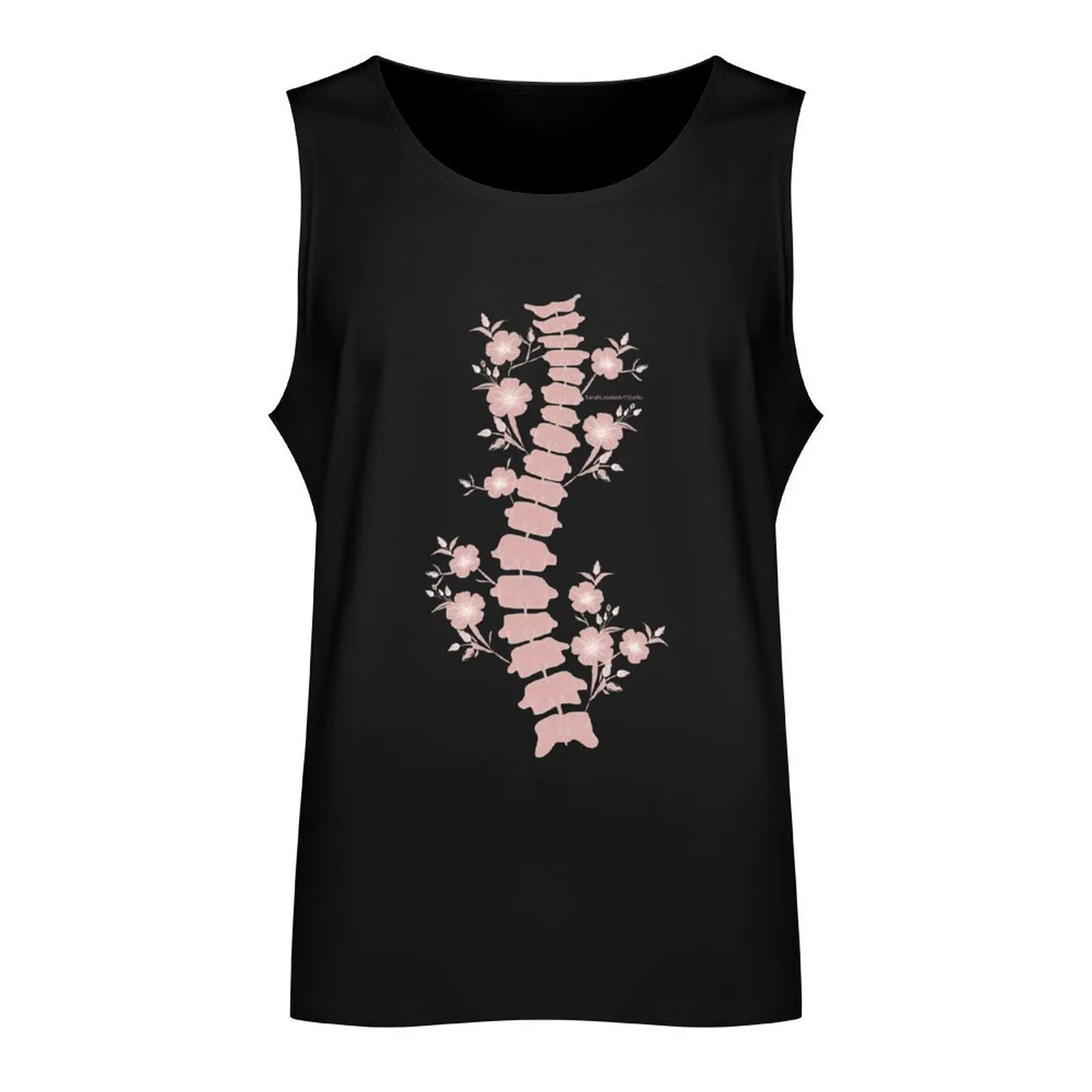 Pink Scoliosis Spine Floral Tank Top Men's vest bodybuilding men clothes singlets for men sleeveless shirt man gym