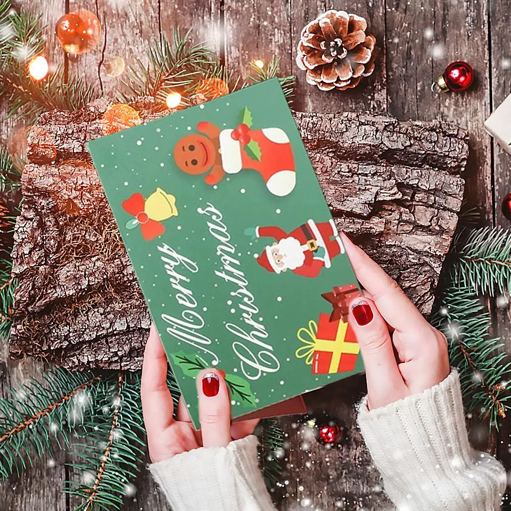 بطاقة نعمة مكتوبة بخط اليد ليلة عيد الميلاد ورأس السنة والزهور وبطاقة هدية 16 قطعة بطاقة تهنئة عيد الميلاد بطاقة عطلة