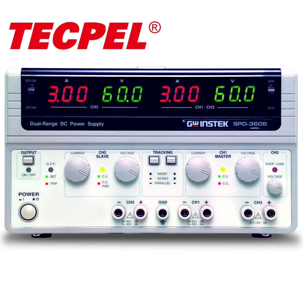 SPD-3606 0-36V 0-6A Multiple Output Dual Range D.C. Power Supply Gwinstek Series/Parallel Mode 110-220V AC Input Air Cooling CH3