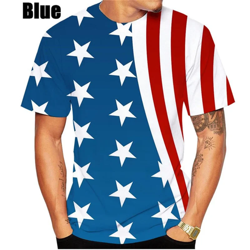 

New Summer 3D Printed America Flag Emblem T Shirt American Spiritual Totem Graphic T-shirts For Men Kid Fashion Vintage Clothing