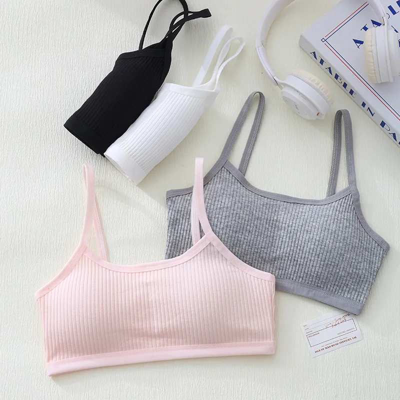 3pcs Training Bra For Young Girls Children Underwear For Teenage Girl Schoolgirls Anti-bounce Bra Cotton Sports Bra For Kids Bra