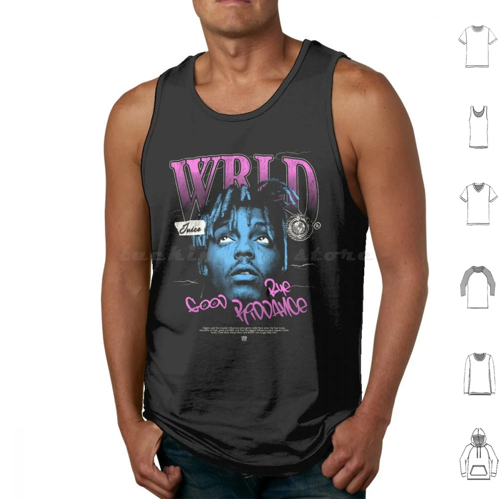 Halftone Tank Tops Print Cotton 999 Juice World Rap Hip Hop Music 999 World Legends Never Die X Unboxing