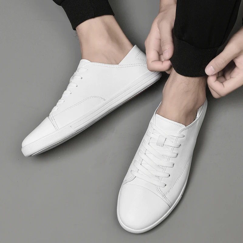 Brand New Men Cowhide Small White Shoes 2023 Spring/Summer New Low Top Casual Shoes Breathable Shoes Genuine Leather Board Shoes