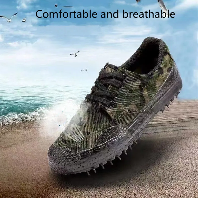 Rubber sole camouflage rubber shoes, anti slip and wear-resistant labor protection shoes, canvas