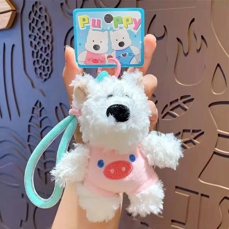 Cachorro de pelúcia Pingente Chaveiro, Boneca dos desenhos animados, Vestindo, Vestir Bonecas Saco, Decoração Toy Keyring, Presente de aniversário