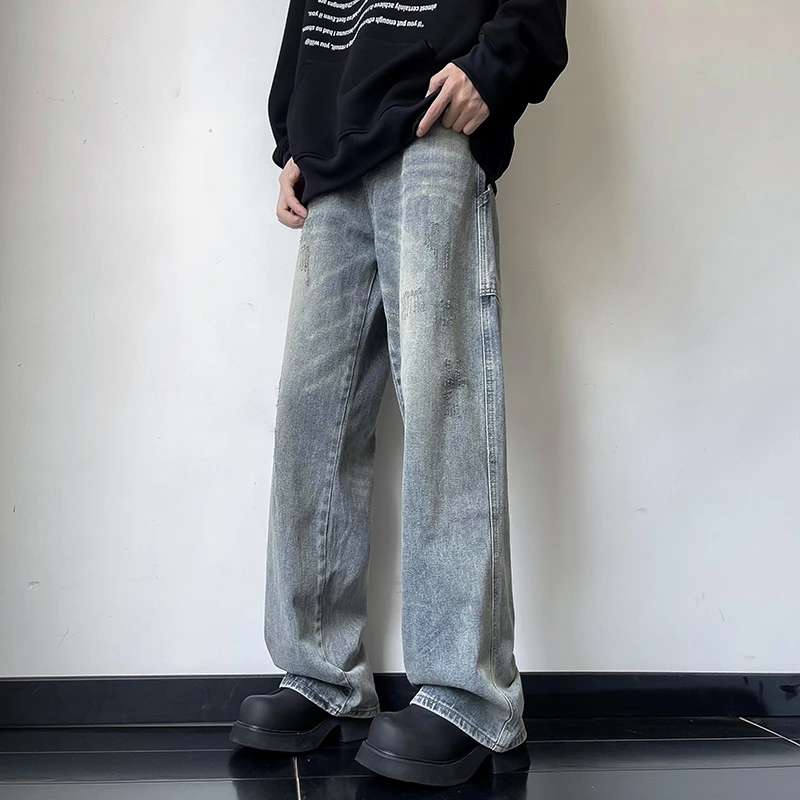 American vintage wash old casual all-match wide-leg jeansAmerican vintage wash old casual all-match wide-leg jeans