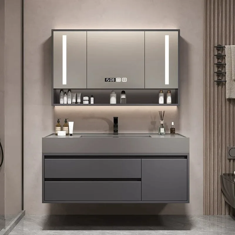 Light luxury rock integrated bathroom cabinet combination hand washbasin washbasin modern simple bathroom bathroom set