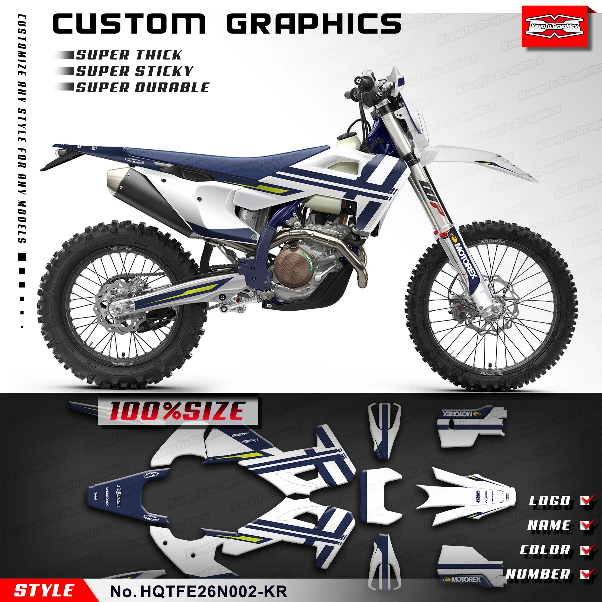 

Наклейка KUNGFU GRAPHICS MX Enduro Wrap Design для Husqvarna TE 125 250 300 300pro FE 350s 350pro 450 501s 2026, декоративная