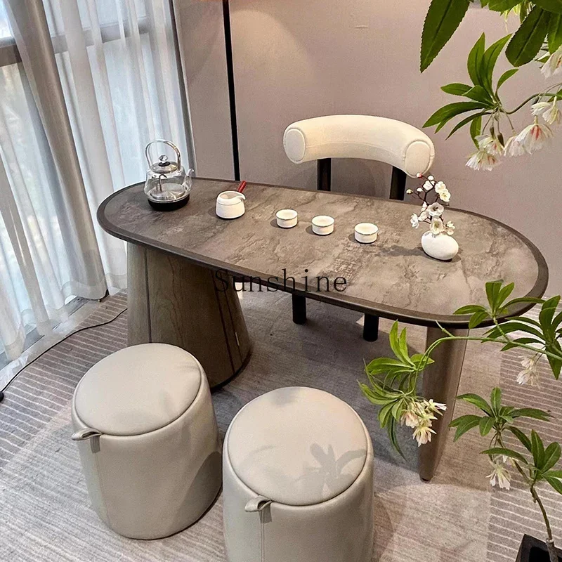 Cream Wind Fire Star Rock Balcony Tea Table Chair Combination Home Living Room Simple Light Luxury Modern Premium  FT