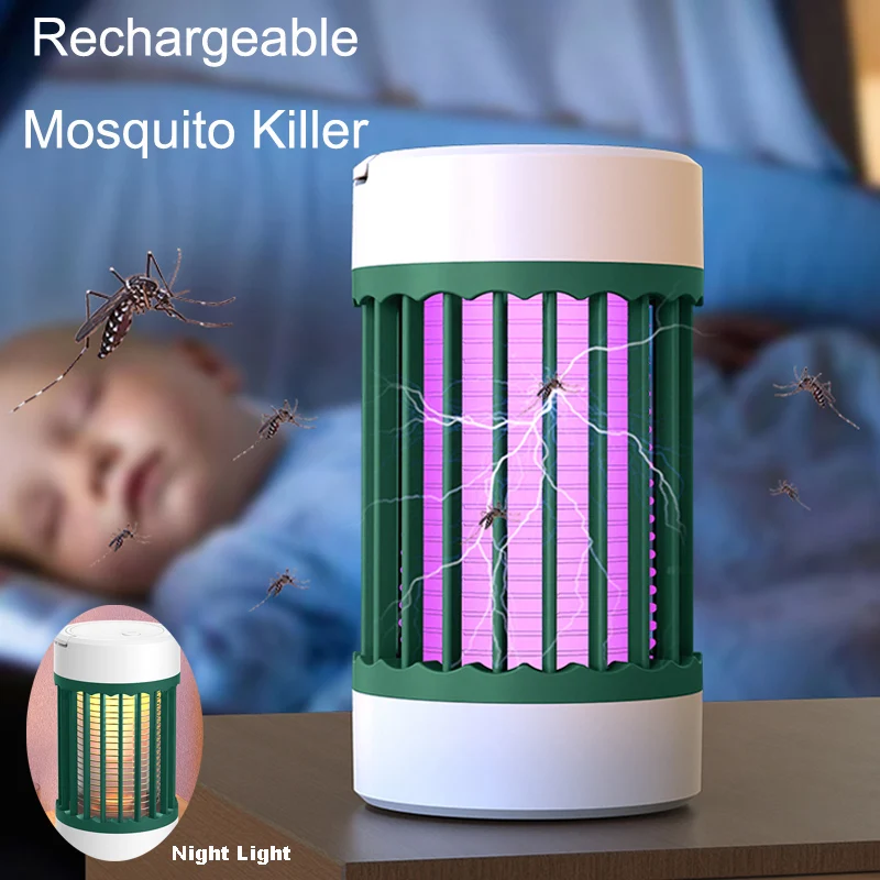3000V 2 in1 Mosquito Killer Lamp Lights Electric Mosquito Swatter USB Rechargeable Fly Catcher Home Insect Trap Mosquitos Killer