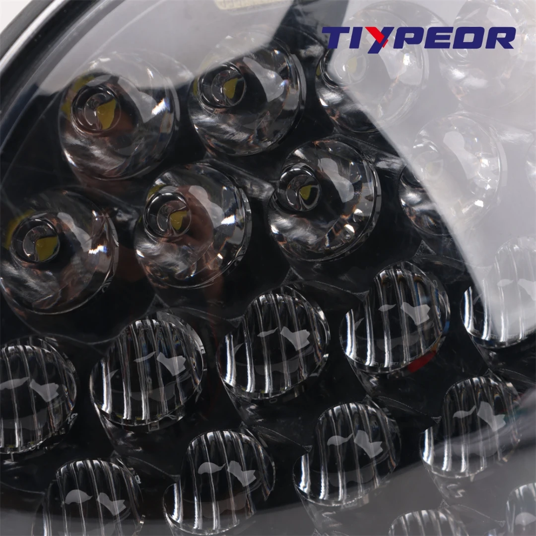 TIYPEOR Aluminum 5.75'' CREE LED Headlight for Harley - 9-16V DC High/Low Beam 45W/30W 6000K-6500K White 3500LM/2000LM