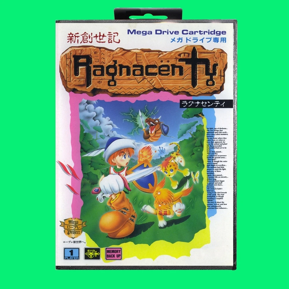 Ragnacenty เกม 16bit การ์ดเกม MD พร้อม JP ฝาครอบขายปลีกกล่องสําหรับ Sega Mega Drive