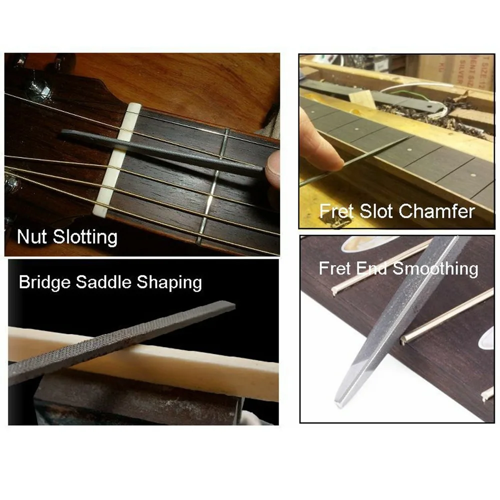 10Pcs Guitar File Fret Nut Saddle Slot Grinding File Set Professional Guitar Luthier Repairing Tool for Stringed Instrument