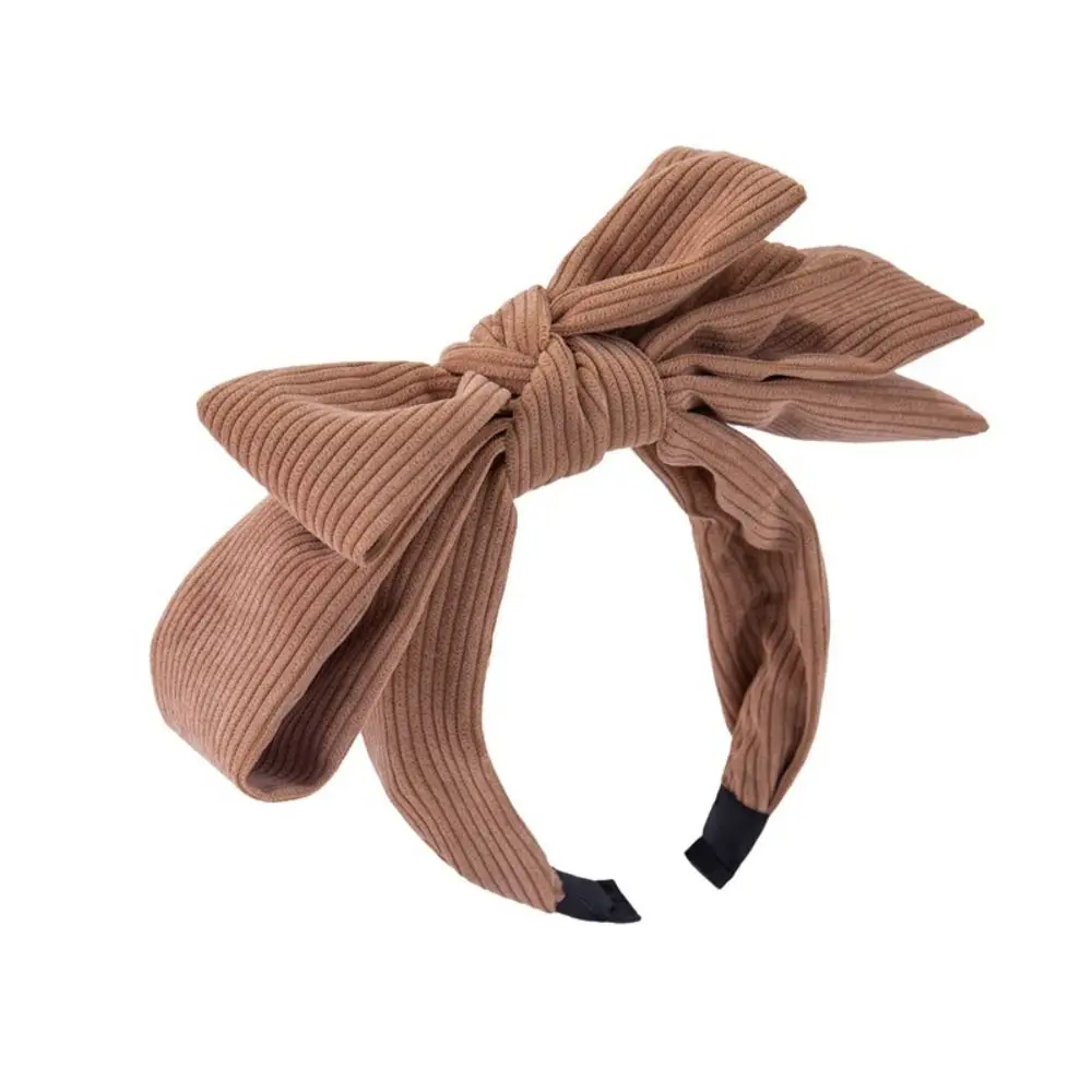 Fashion Corduroy Bowtie Headband Wide Large Bowtie Hair Hoop Korean Style Hair Band Wash Face Hairband Girl