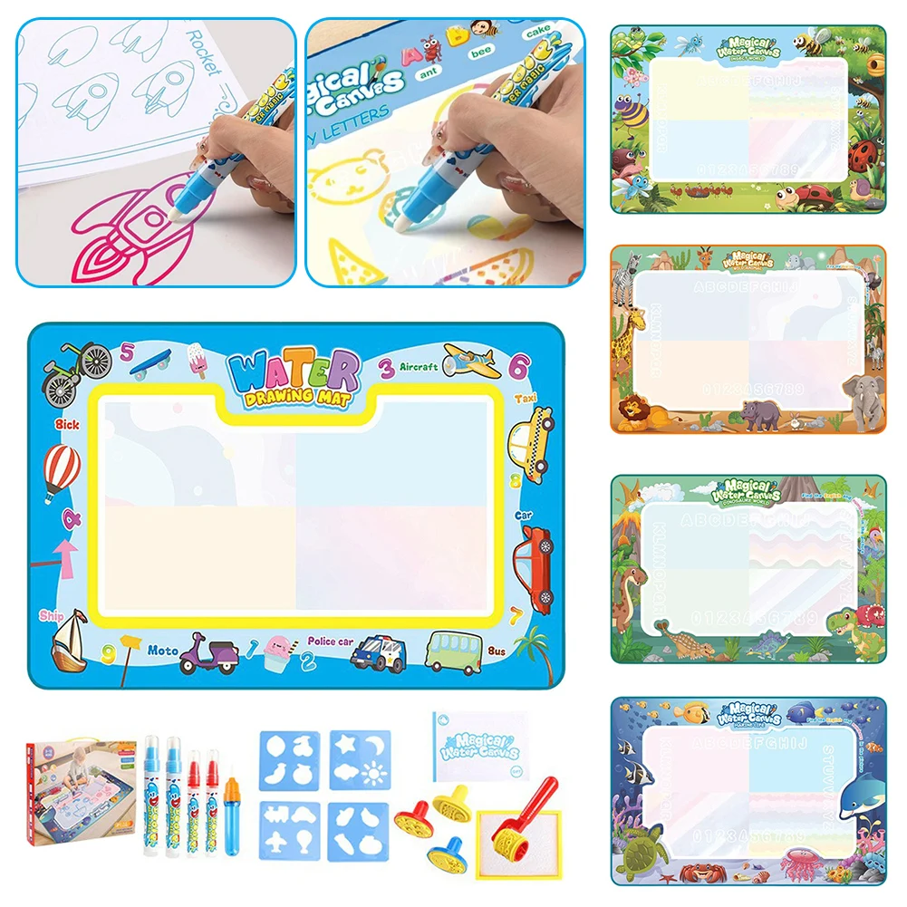 magics-water-drawing-mat-with-reusable-magics-pens-children's-drawing-pad-extra-large-size-repeatable-doodling-painting-mat