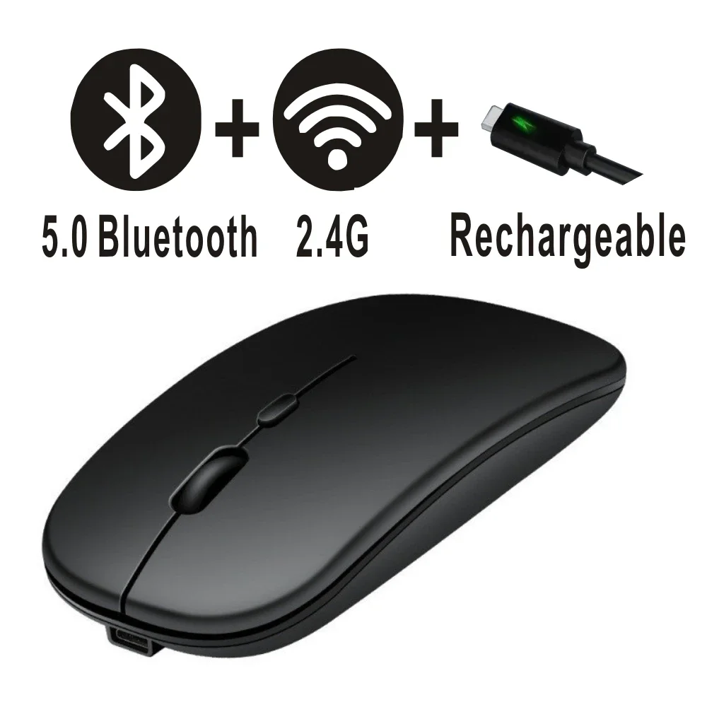 Computer Mouse Gaming Wireless  Rechargeable Bluetooth Dual Mode 5.2 Silent  Ergonomic Mouse 2.4 USB 3-DIP for PC Laptops