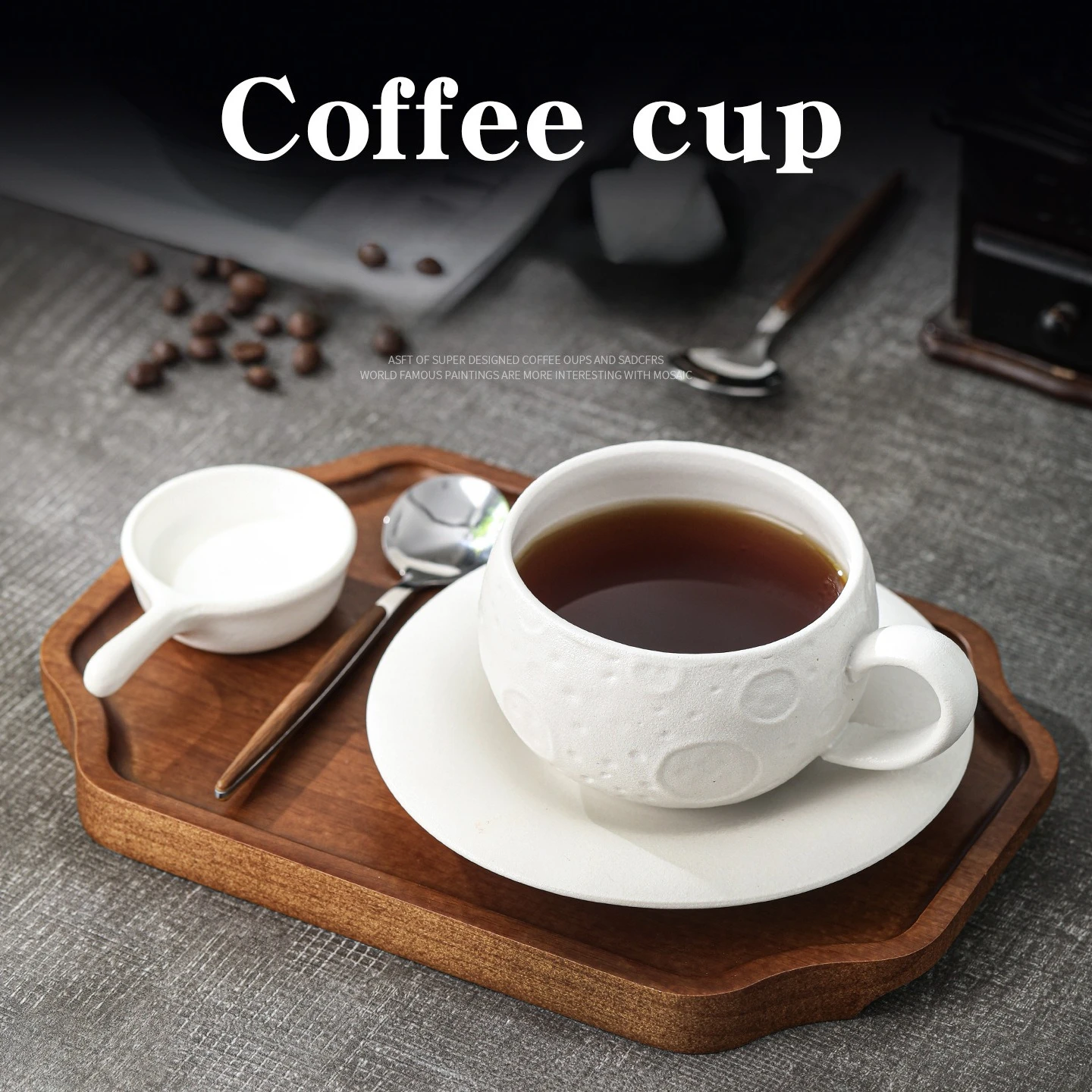 Creative Ceramic Coffee Cup Black White with Handle Meteorite Cup and Saucer Exquisite Spherical-shaped Mug Breakfast Milk Mug