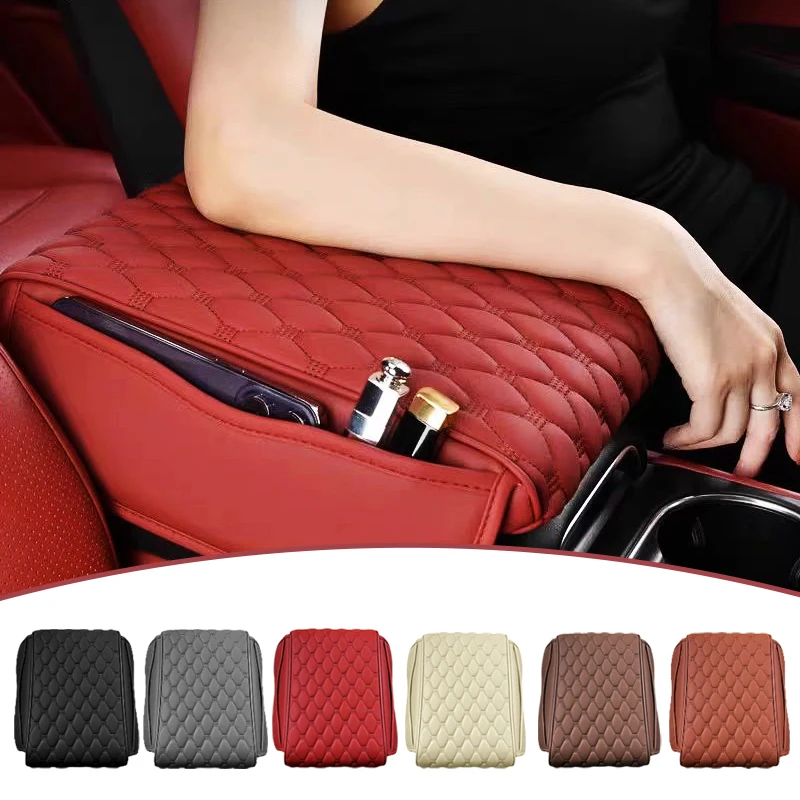 Car Armrest Pad Organizer Bag Thicken Memory Foam Anti Scratch Pads Center Console Car Elbow Rest Storage Pocket Goods